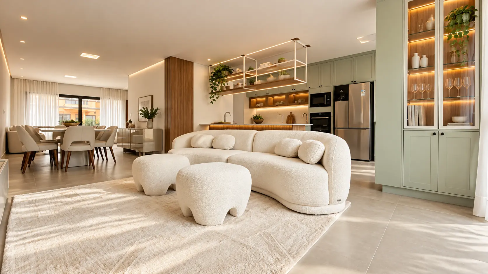 LIVING INTEGRADO: Estar, jantar e cozinha em um só ambiente